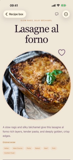 A lasagne recipe in Scappi on iPhone